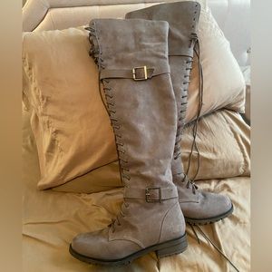Gray Thigh High Boots